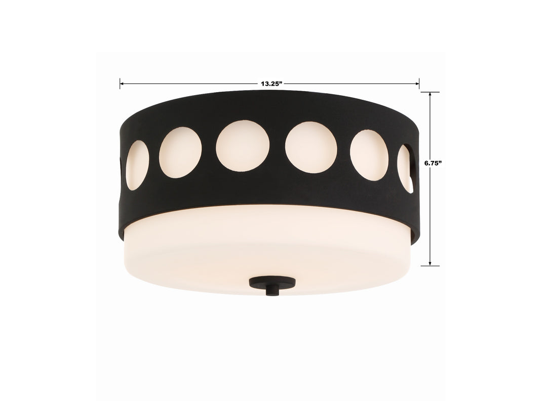 Crystorama Kirby 2 Light Black Forged Flush Mount