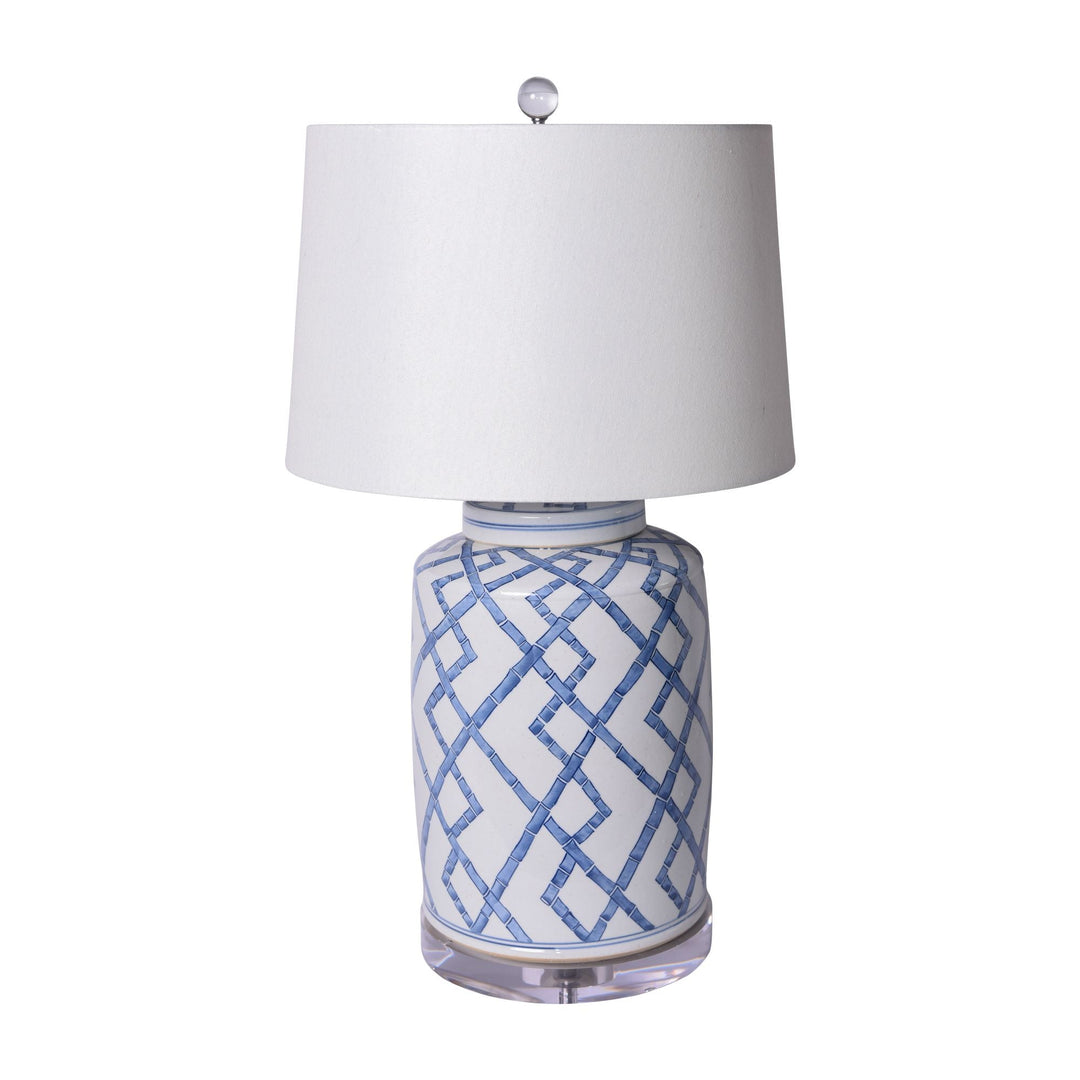 Blue And White Bamboo Tea Jar Table Lamp