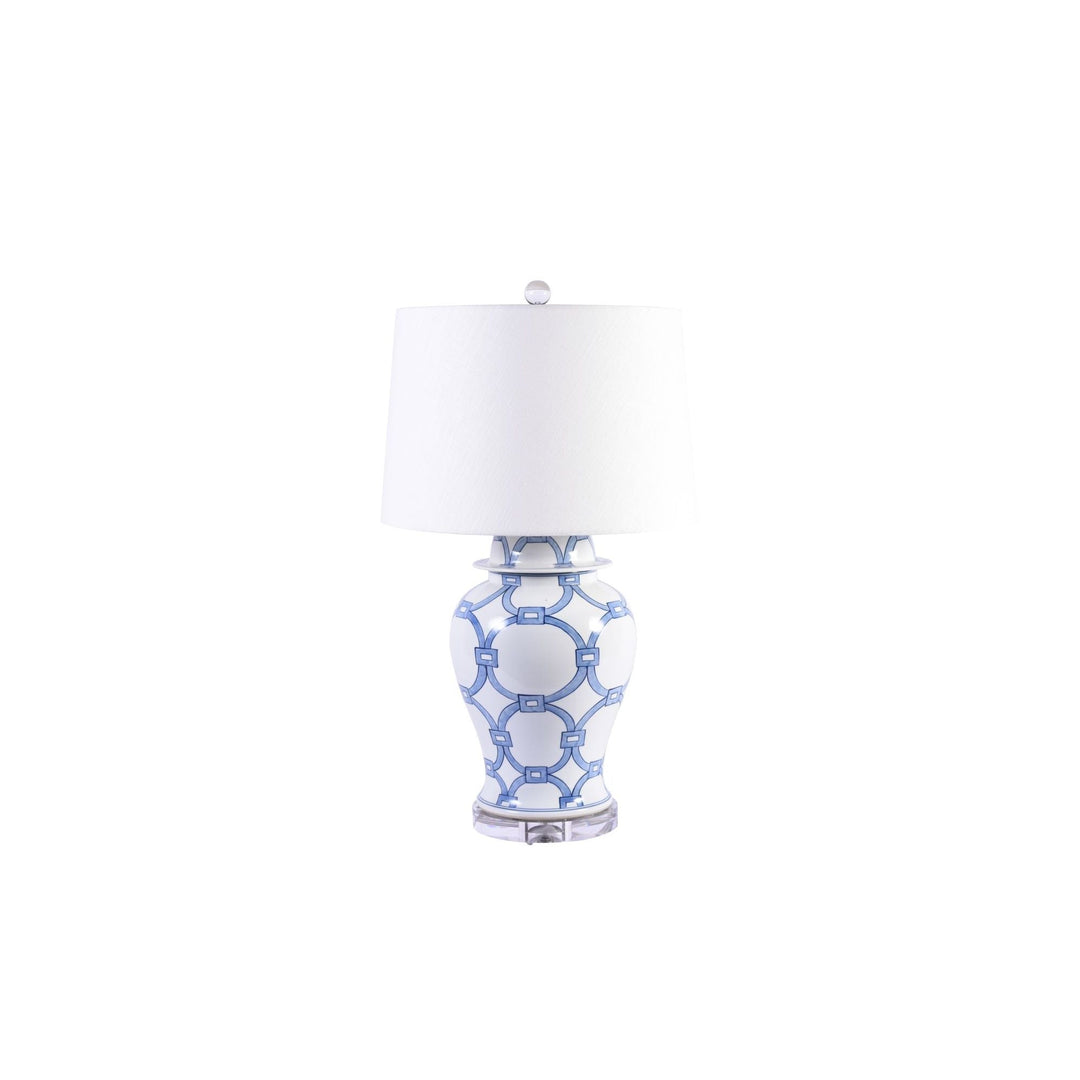 Blue and White Lover Locks Table Lamp 33H