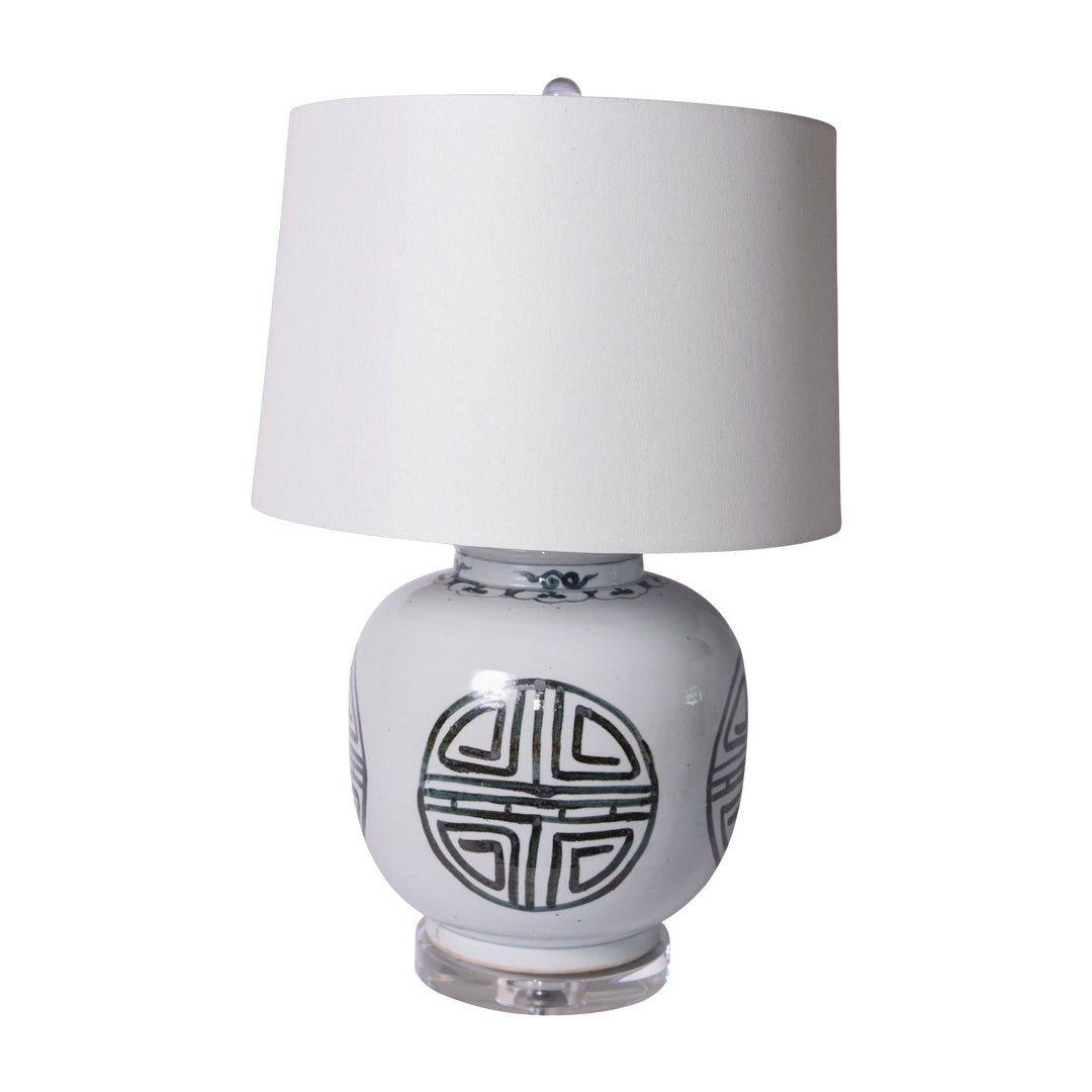 Blue And White Yuan Longevity Jar Table Lamp