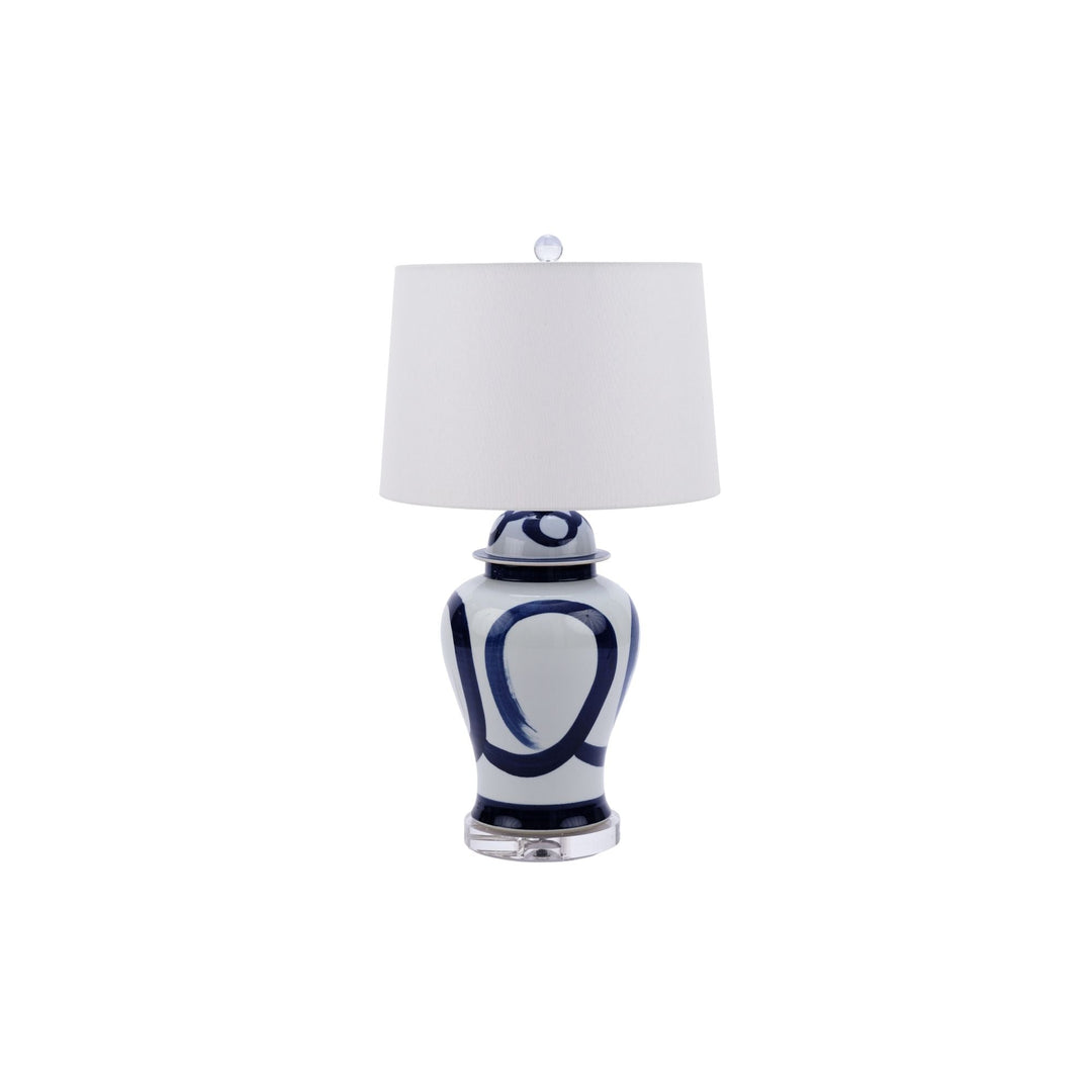 Blue and White Swirl Brushstroke Table Lamp