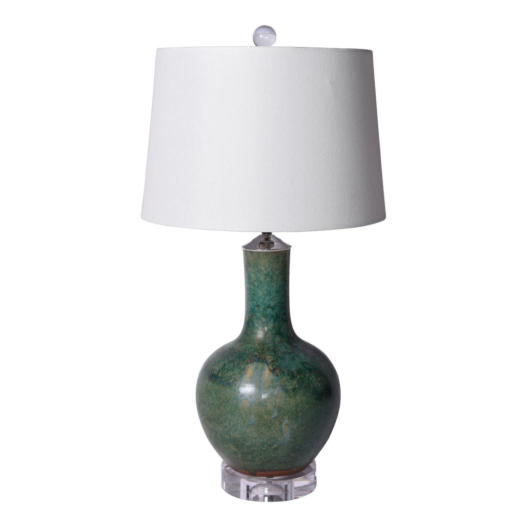 Speckled Green Globular Vase Lamp