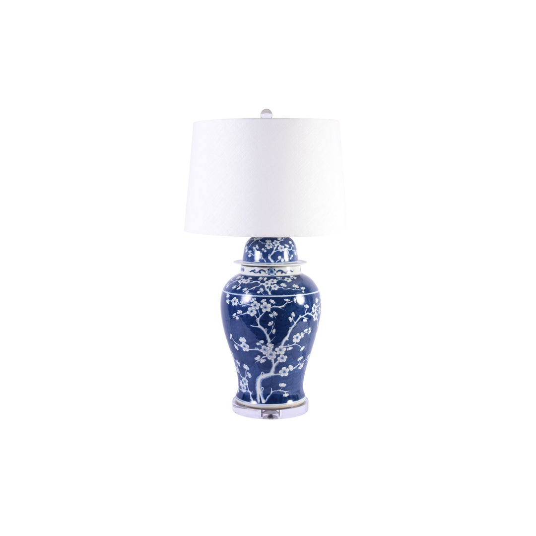 Blue And White Plum Blossom Temple Jar Lamp