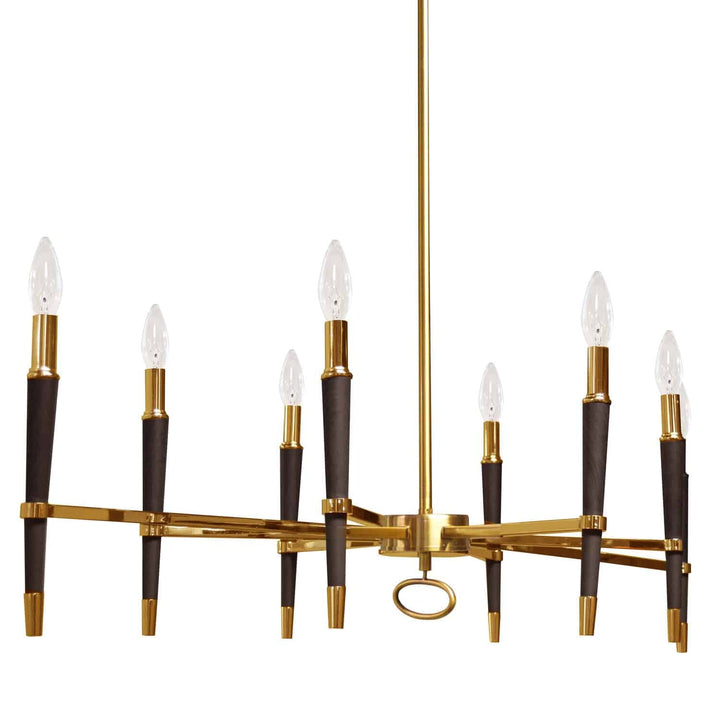 Dainolite 8 Light Incandescent Horizontal Chandelier, Vintage Bronze, Black Shade