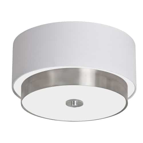 Dainolite 14" Flush Mount Satin Chrome Finish with White Shade