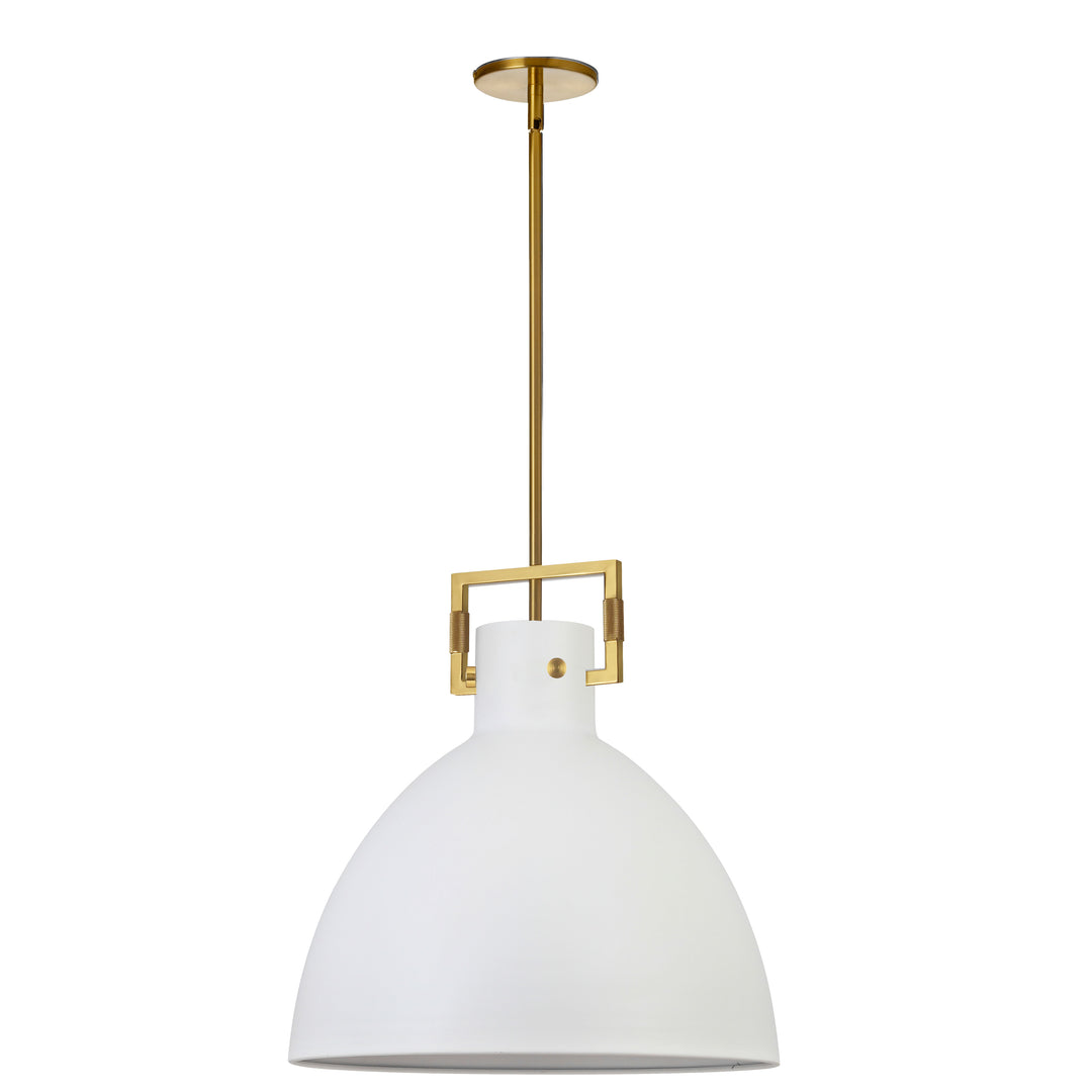 Dainolite 1 Light Incandescent Pendant Aged Brass with Matte White Metal Shade