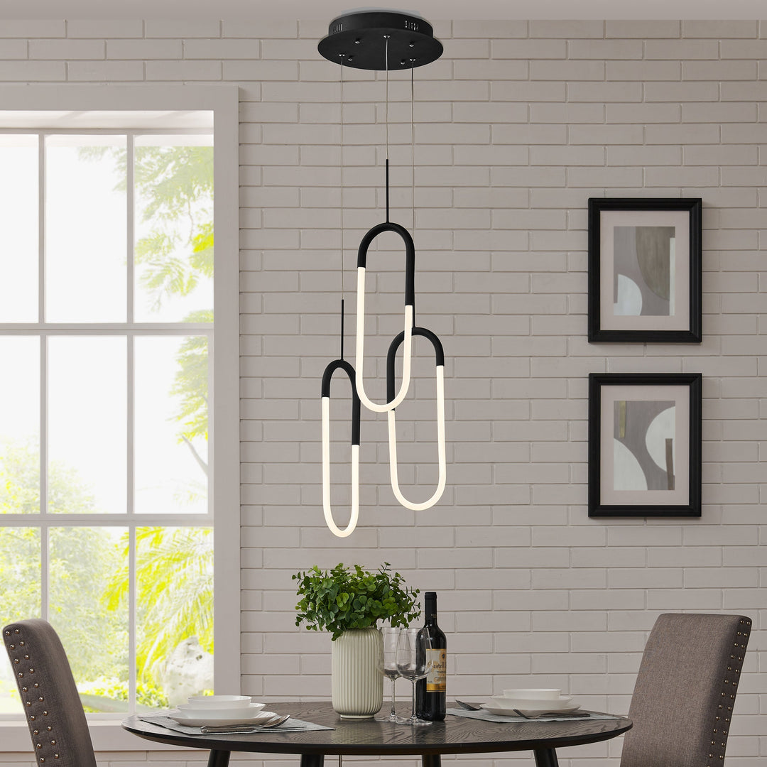 LED Three Clips Chandelier // Matte Black