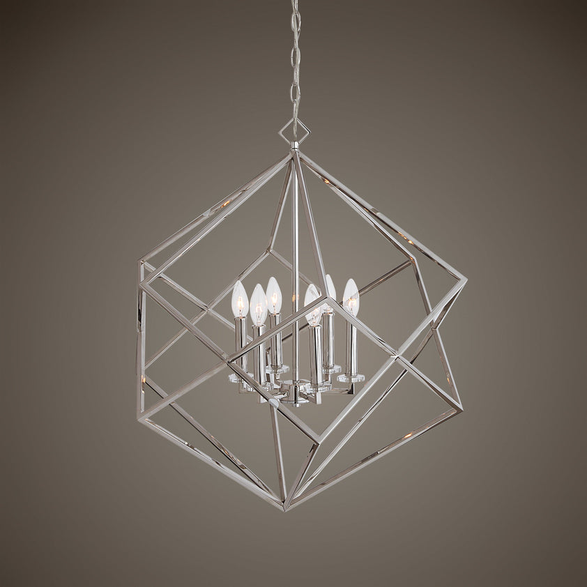 Euclid 6 Light Nickel Cube Pendant