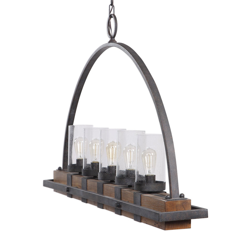 Atwood 5 Light Rustic Linear Chandelier