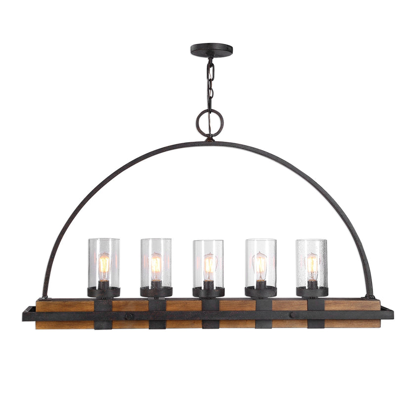 Atwood 5 Light Rustic Linear Chandelier