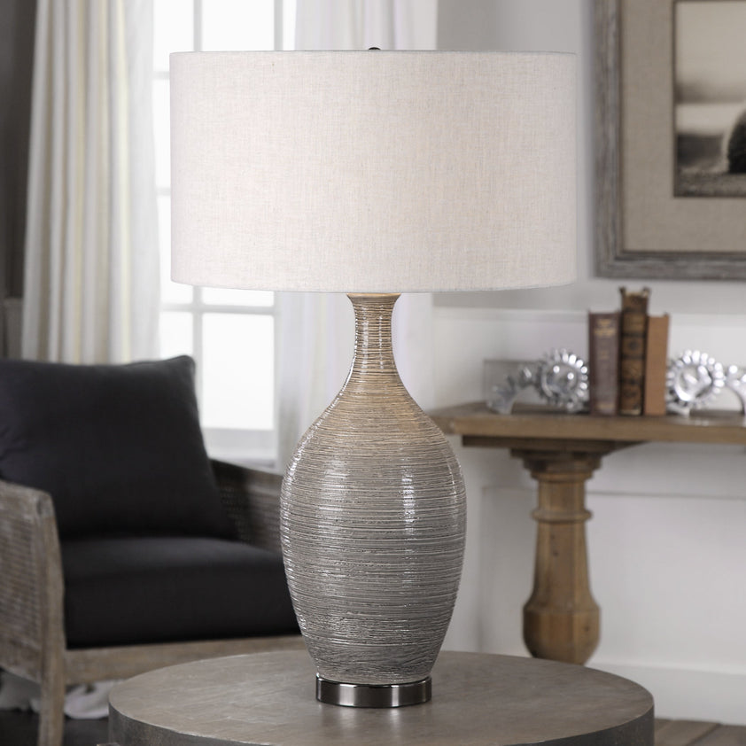 Dinah Gray Textured Table Lamp