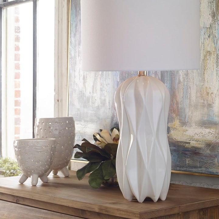 Malena Glossy White Table Lamp