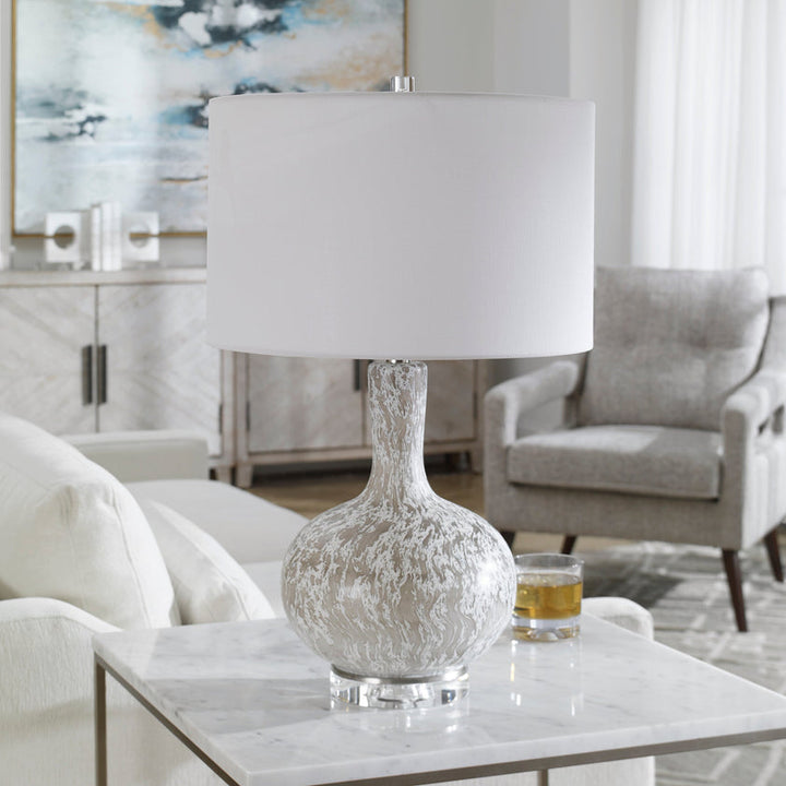 Turbulence Distressed White Table Lamp