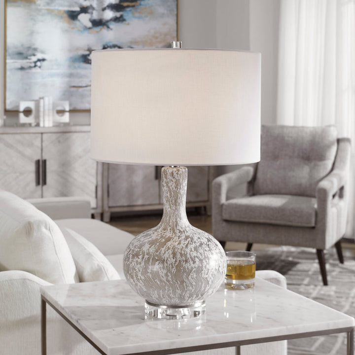 Turbulence Distressed White Table Lamp