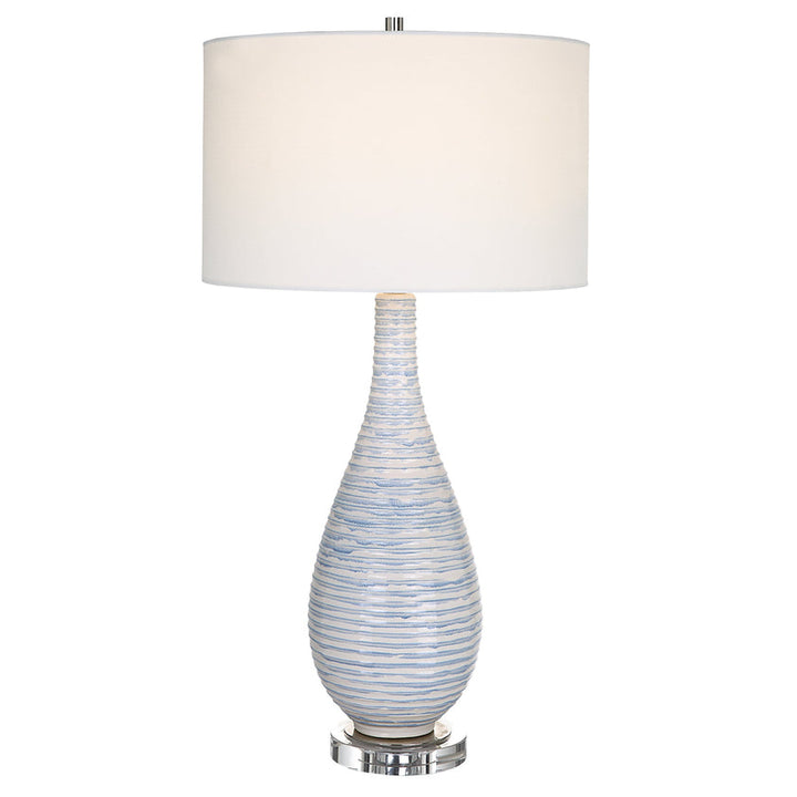 Clariot Ribbed Blue Table Lamp