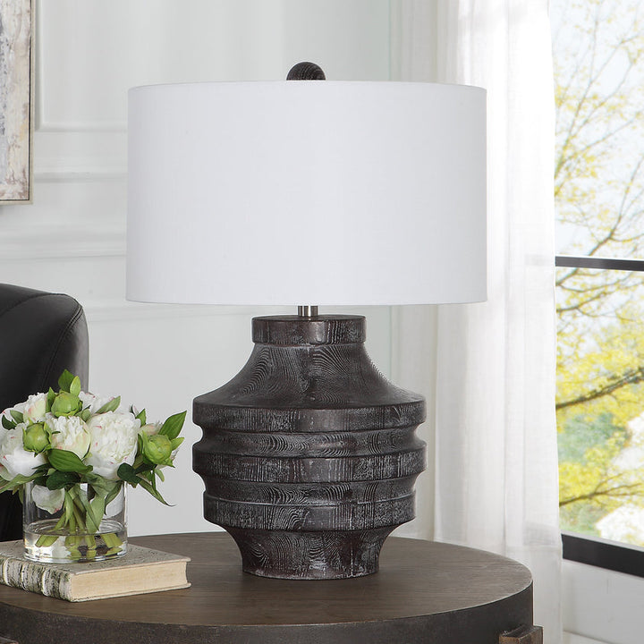 Timber Carved Wood Table Lamp