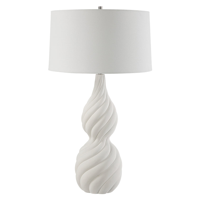 Twisted Swirl White Table Lamp