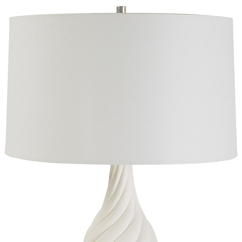 Twisted Swirl White Table Lamp