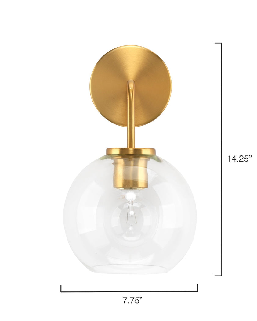 Reece Wall Sconce-Brass-Clear Glass