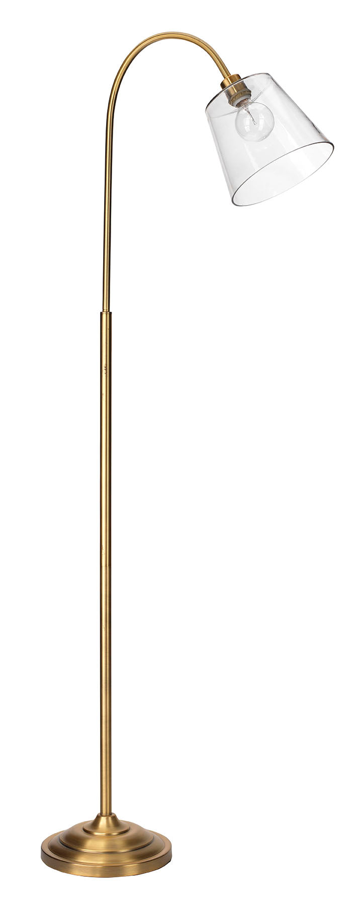 Swan Floor Lamp-Antique Brass-Clear Glass