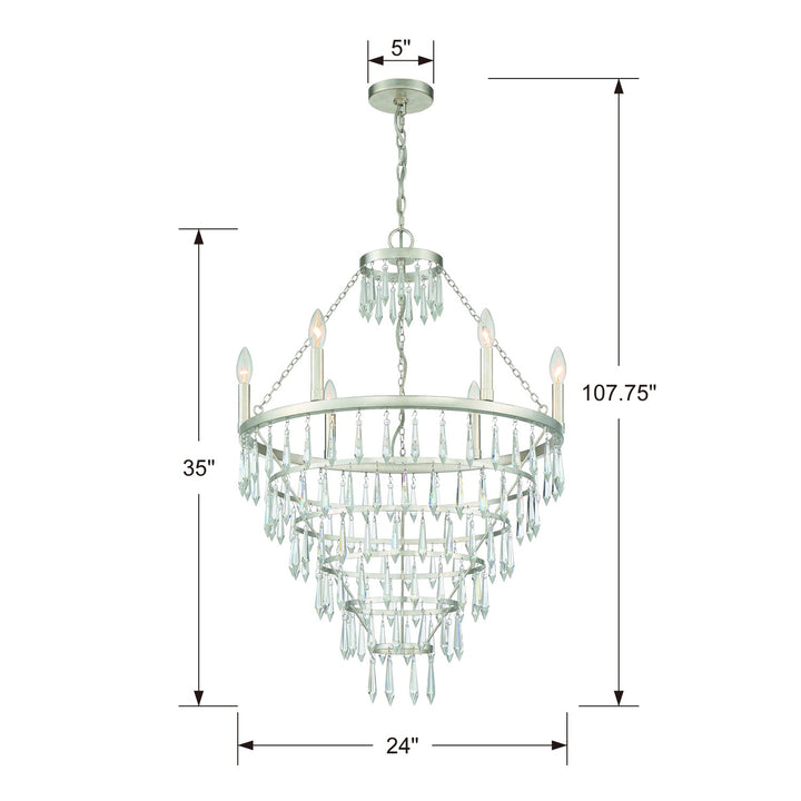 Crystorama Lucille 6 Light Antique Silver Chandelier