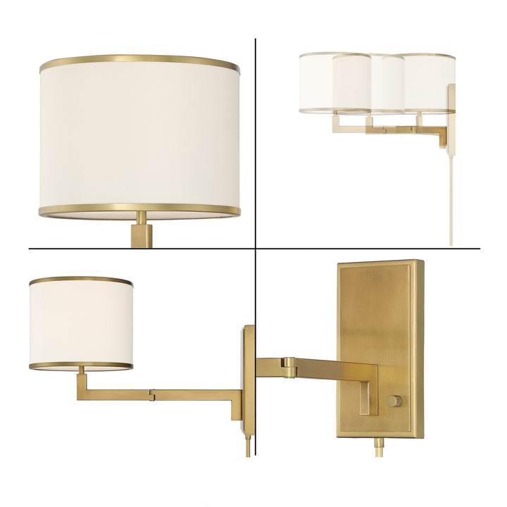 Crystorama Madison 1 Light Aged Brass Task Sconce