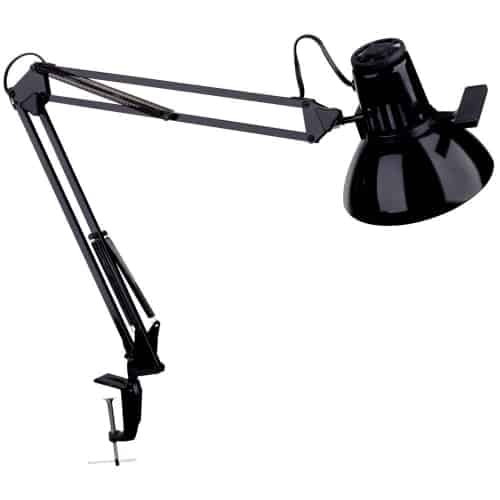 Dainolite Desktop Task Lamp, Gloss Black, 36" Reach