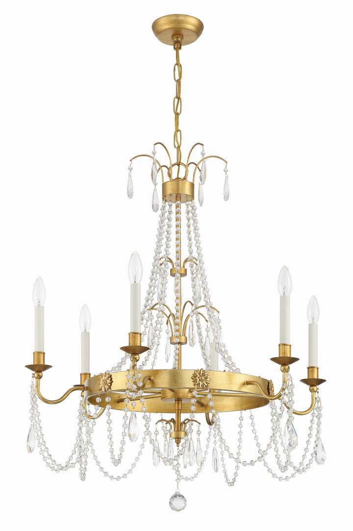 Crystorama Maizey 6 Light Antique Gold Chandelier