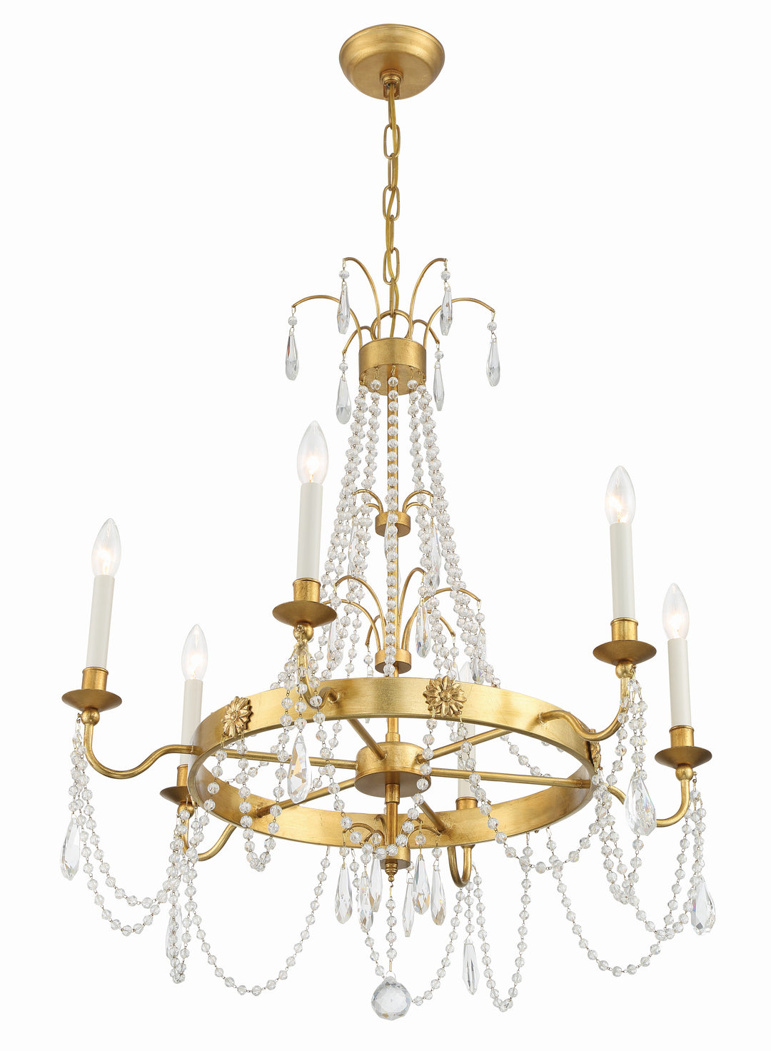 Crystorama Maizey 6 Light Antique Gold Chandelier