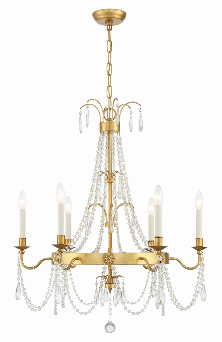 Crystorama Maizey 6 Light Antique Gold Chandelier