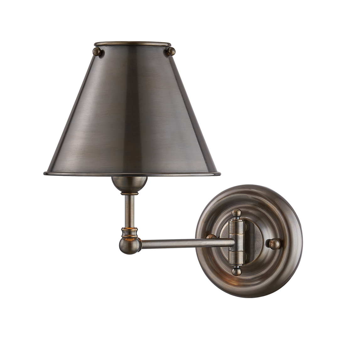 Classic No.1 Wall Sconce Brass Shade, 7" - Distressed Bronze