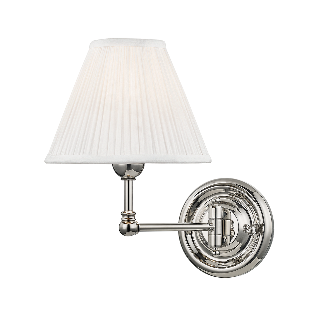 Classic No.1 Wall Sconce Silk Shade, 7" - Polished Nickel