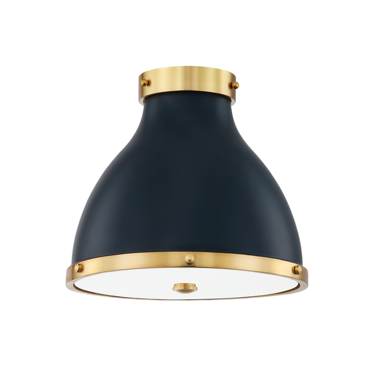 Painted No. 3 Flush Mount - Aged Brass/Darkest Blue