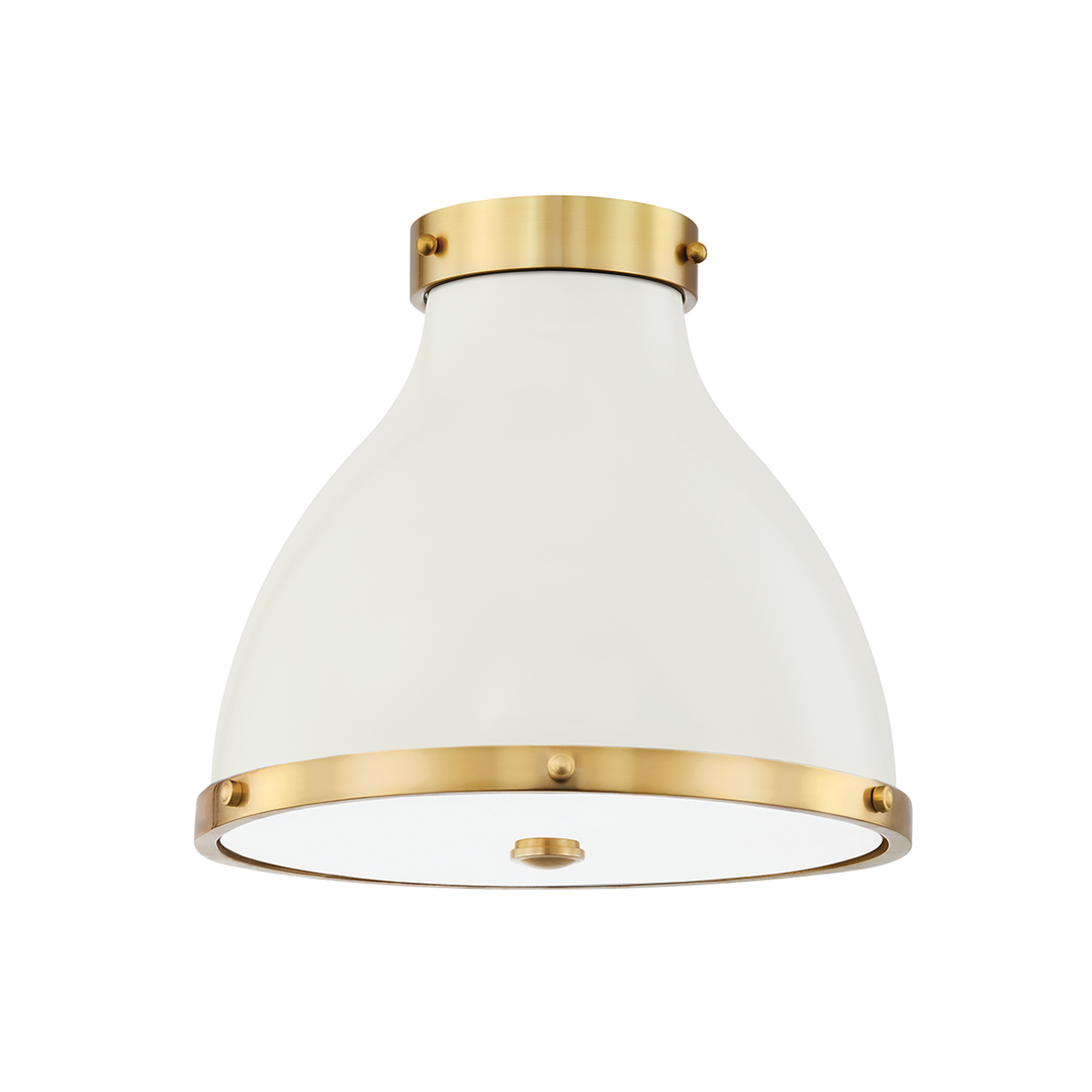 Painted No. 3 Flush Mount - Aged Brass/Off White