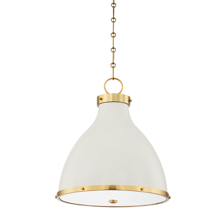 Painted No. 3 2 Light Pendant - Aged Brass/Off White