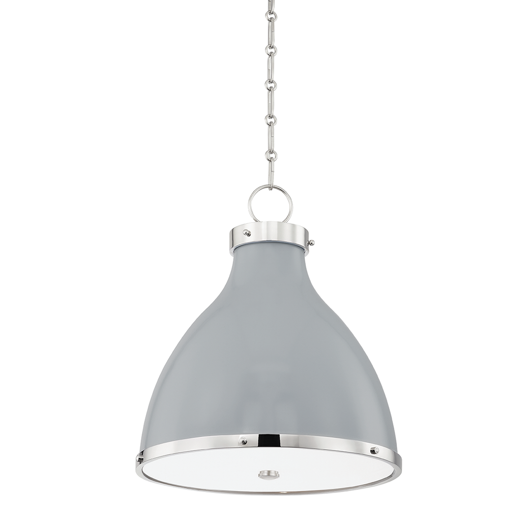 Painted No. 3 2 Light Pendant - Polished Nickel/Parma Gray Combo