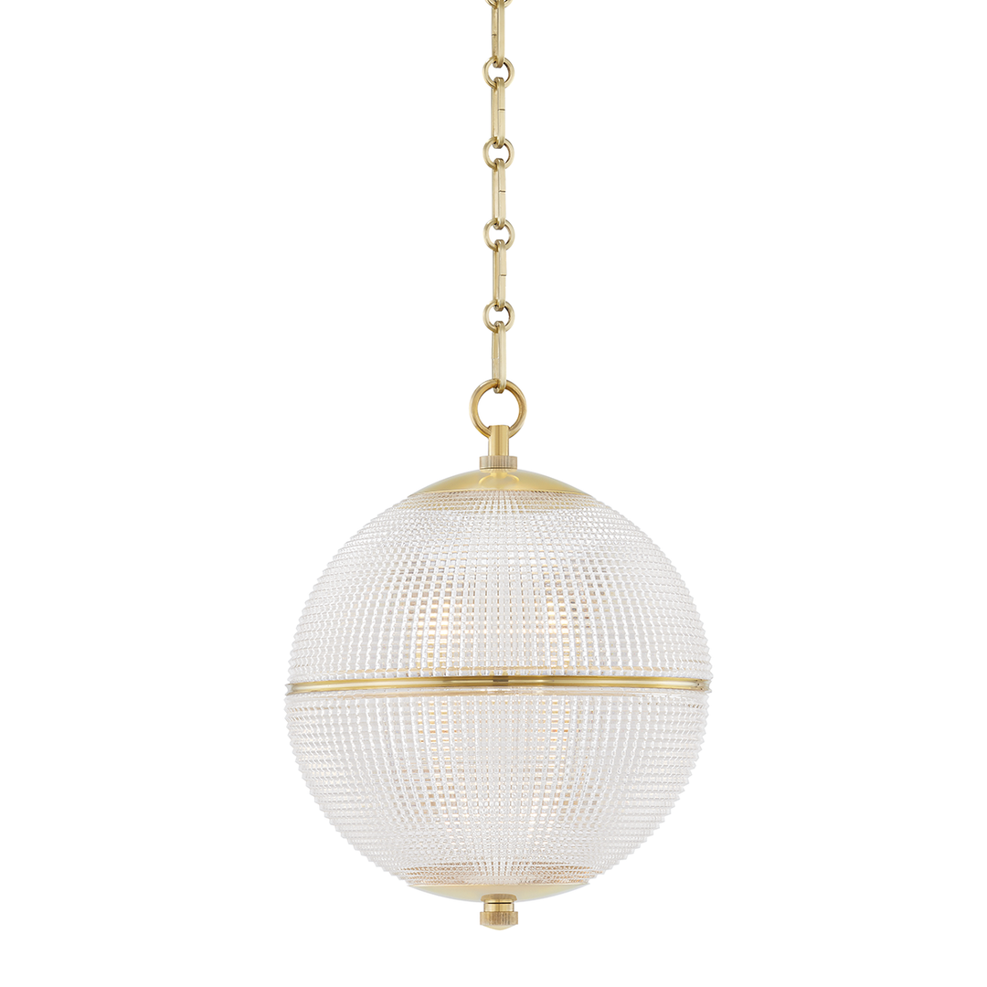 Sphere No. 3 1 Light Small Pendant - Aged Brass