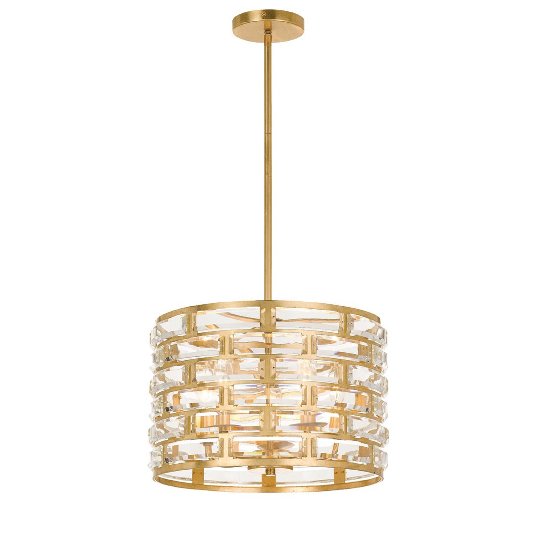 Meridian 5 Light Antique Gold Semi Flush Mount