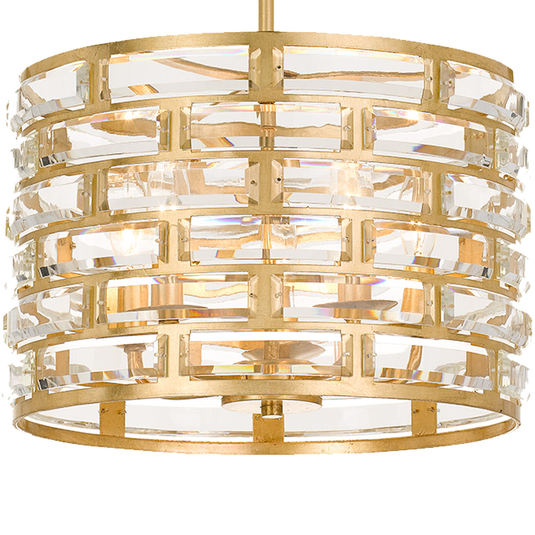 Crystorama Meridian 5 Light Antique Gold Semi Flush Mount