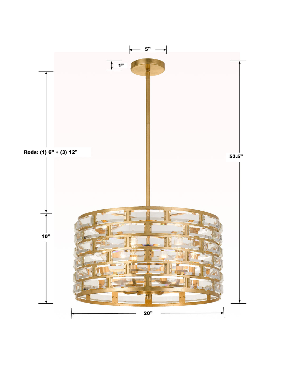 Crystorama Meridian 6 Light Antique Gold Chandelier