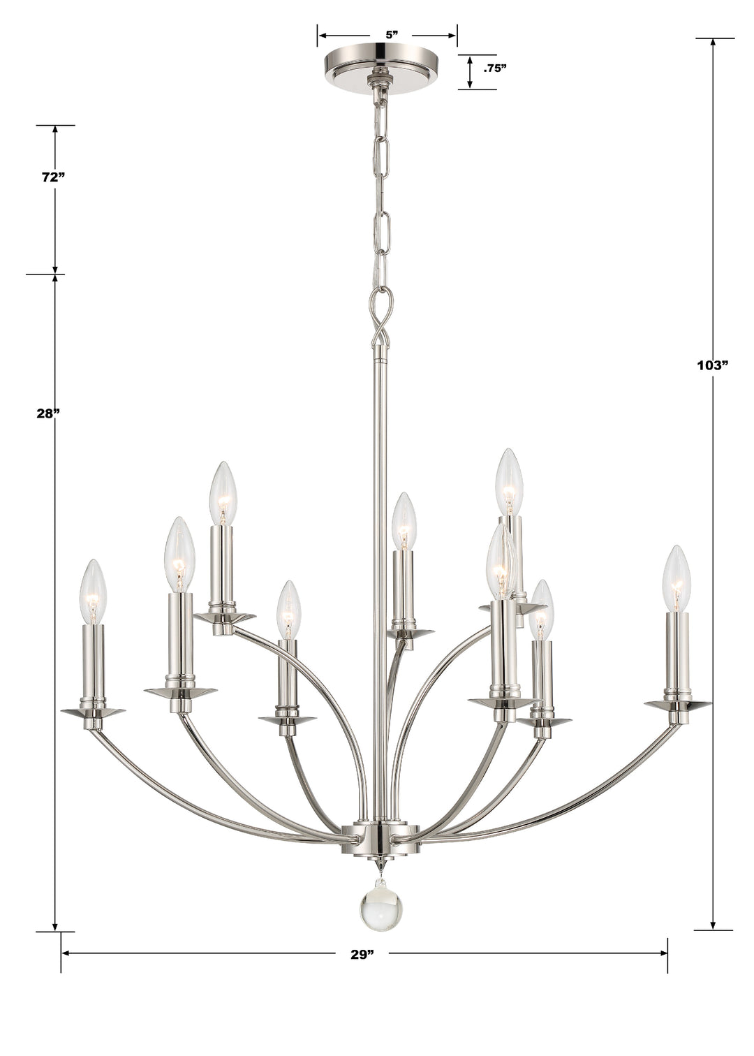 Crystorama Mila 9 Light Black Chandelier