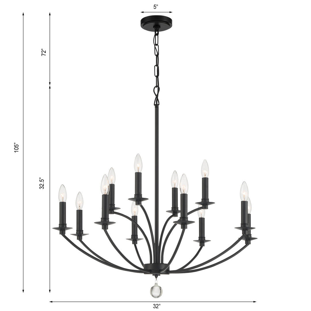 Crystorama Mila 12 Light Black Chandelier