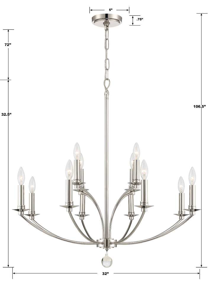 Crystorama Mila 12 Light Black Chandelier