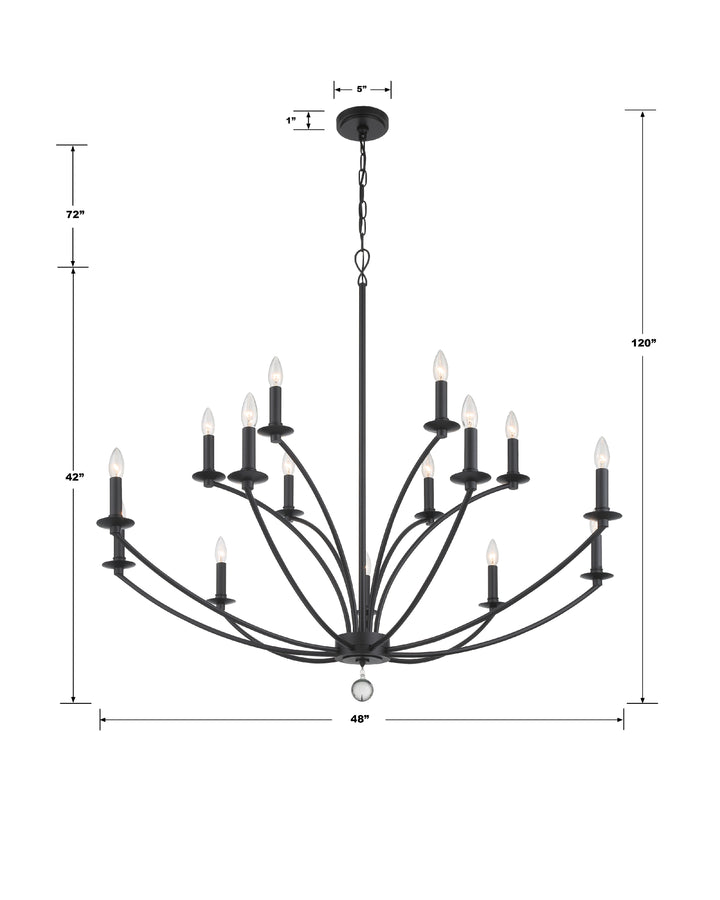 Crystorama Mila 15 Light Black Chandelier