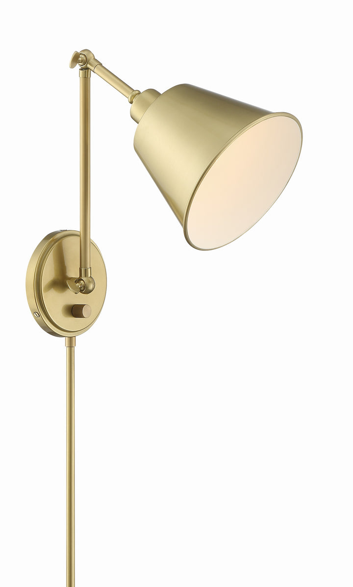 Crystorama Mitchell 1 Light Aged Brass Task Sconce