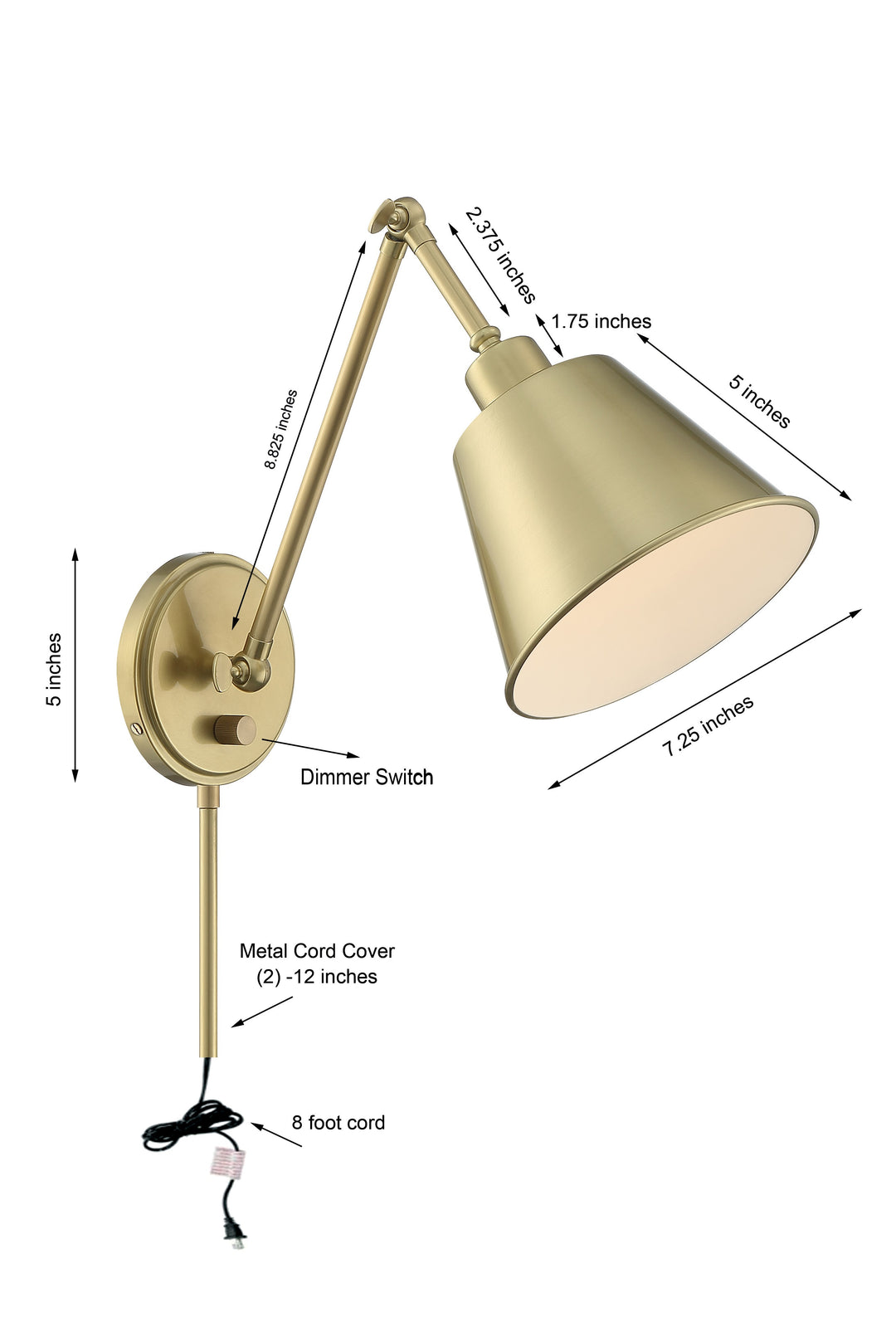 Crystorama Mitchell 1 Light Aged Brass Task Sconce