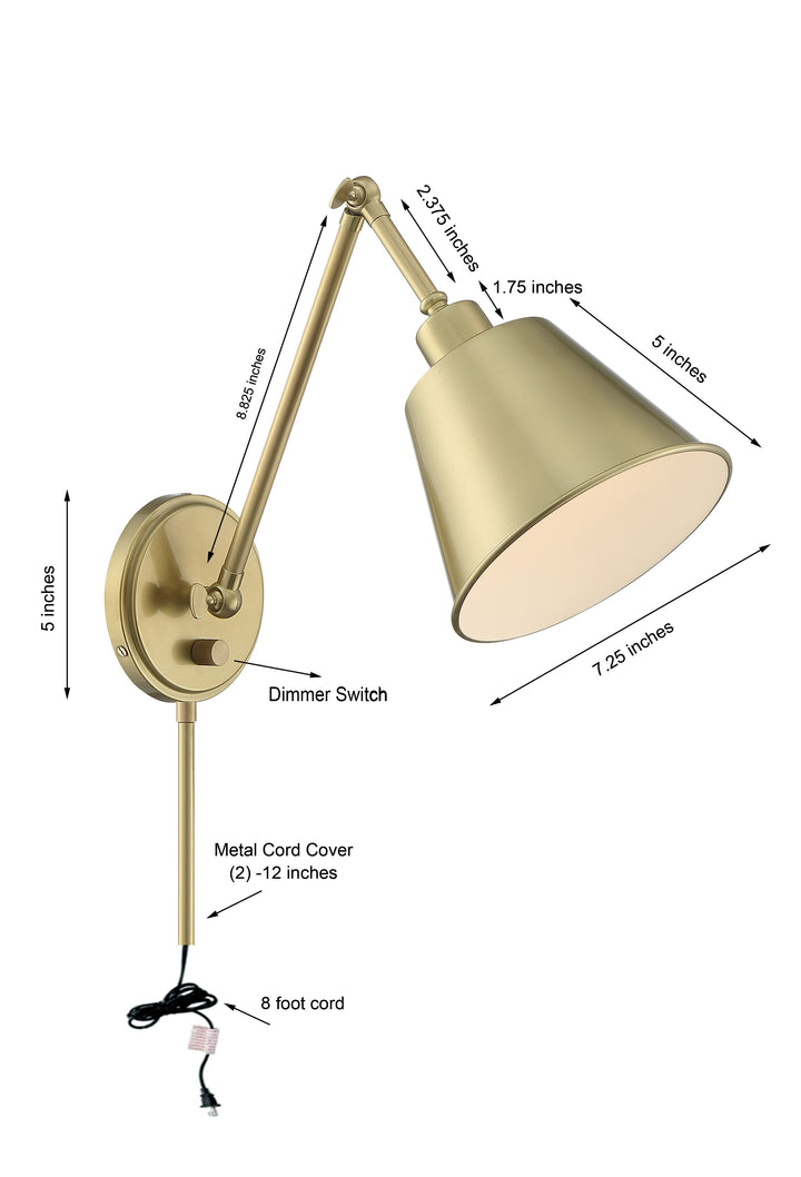 Crystorama Mitchell 1 Light Aged Brass Task Sconce