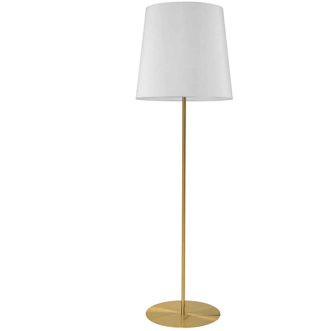 Dainolite 1 Light Aged Brass Floor Lamp w/ Black/Gold Drum Shade