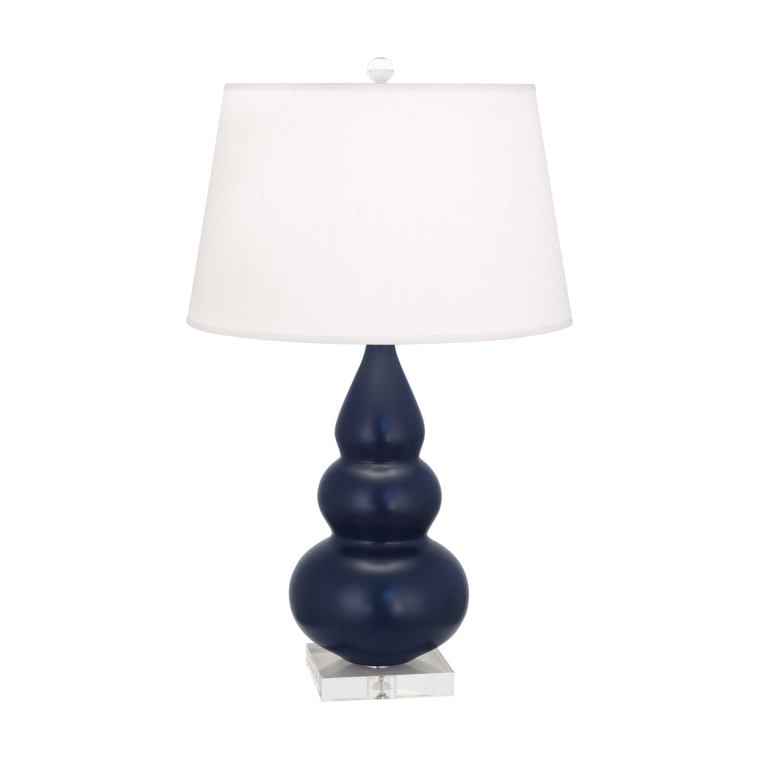 Matte Midnight Blue Small Triple Gourd Accent Lamp-Style Number MMB33