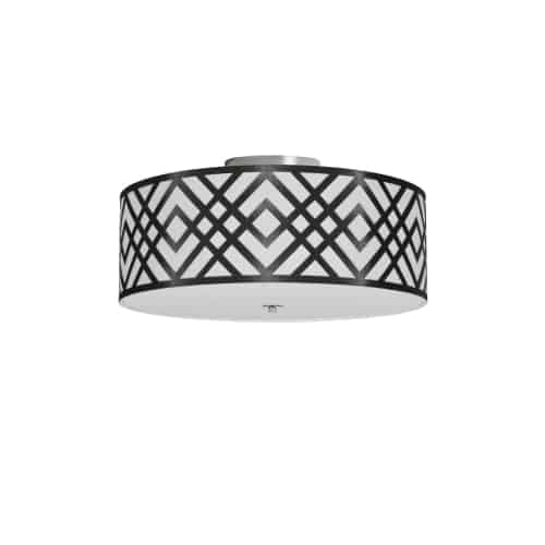 Dainolite 3 Light Flush Mount, Polished Chrome Finish, Black/White Shade